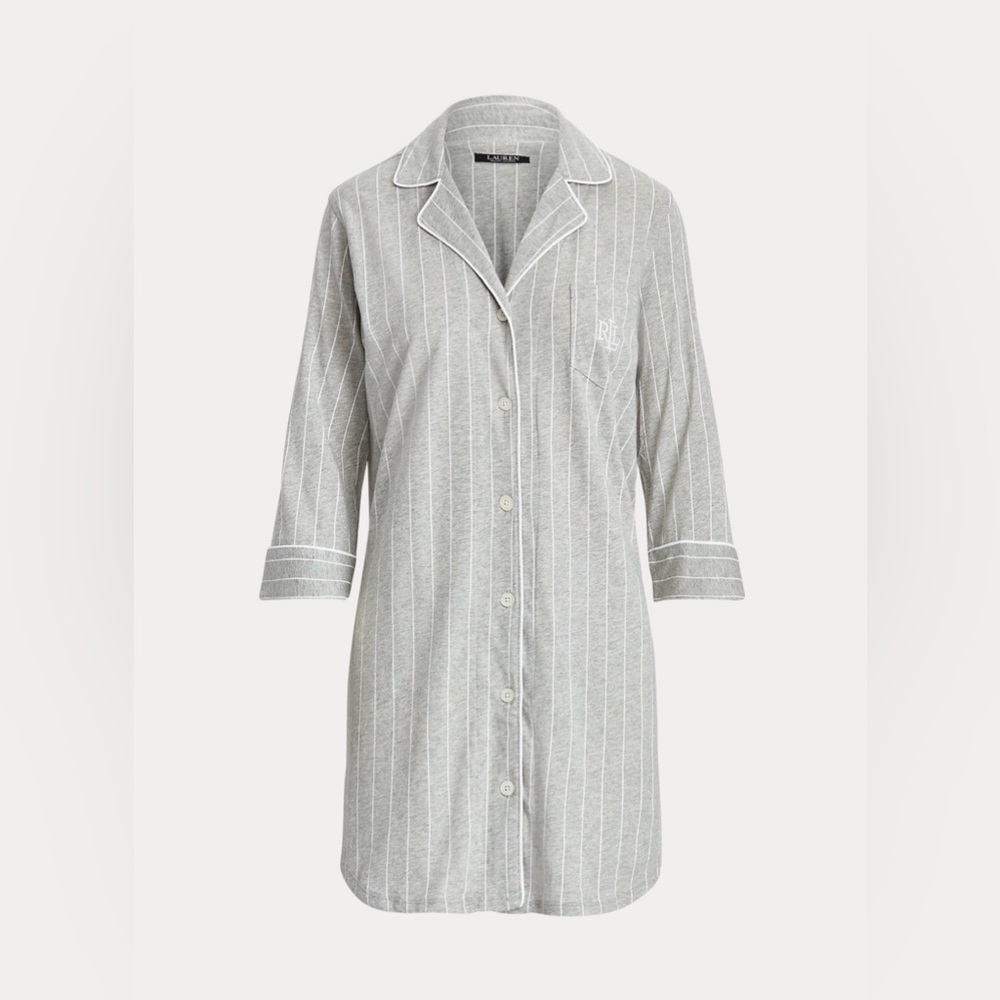 Lauren Ralph Lauren Striped Cotton Sleep Shirt - NEW Without Tags